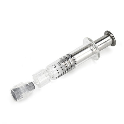 1ml CBD Oil Glass Metal Plunger CBD THC Syringe With Luer Lock