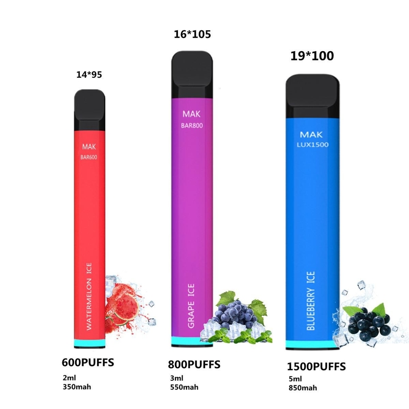 1500 Puffs 850mah Disposable Vape Pen Smooth Airflow With 5% Nic